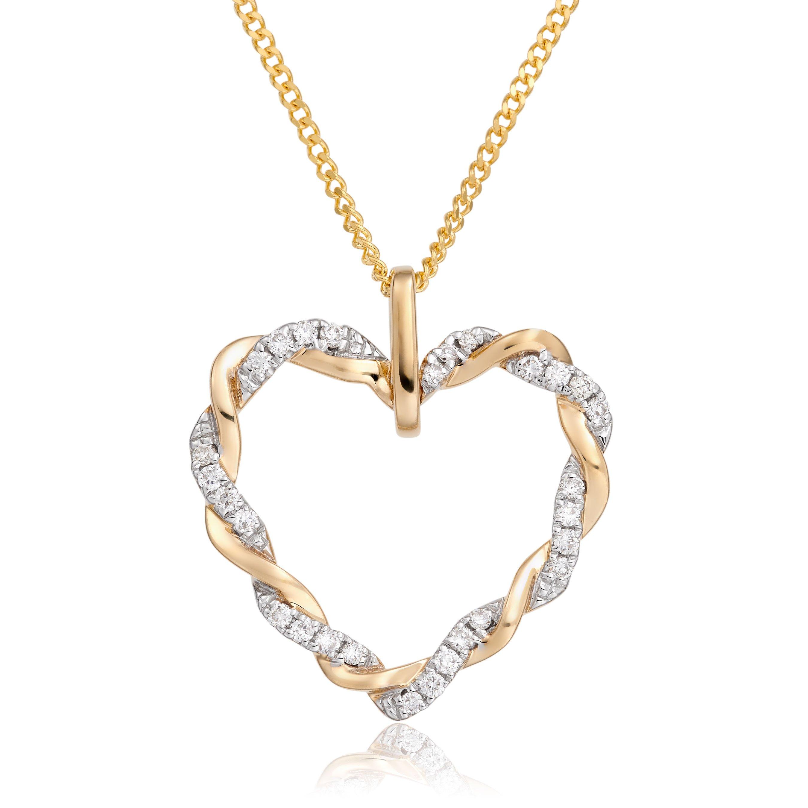 Entwine 9ct Yellow Gold Diamond Heart Pendant